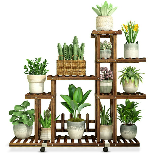 Wooden Plant Flower Pot Stand 5 Tier Display Shelf Vintage Indoor Outdoor Garden 